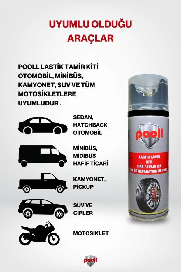 Lastik Tamir Spreyi Kiti Acil Lastik Şişirici 400 ml 3 Adet Set